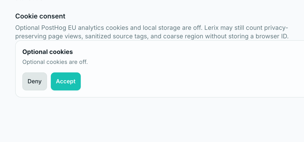 Screenshot of Lerix privacy settings.